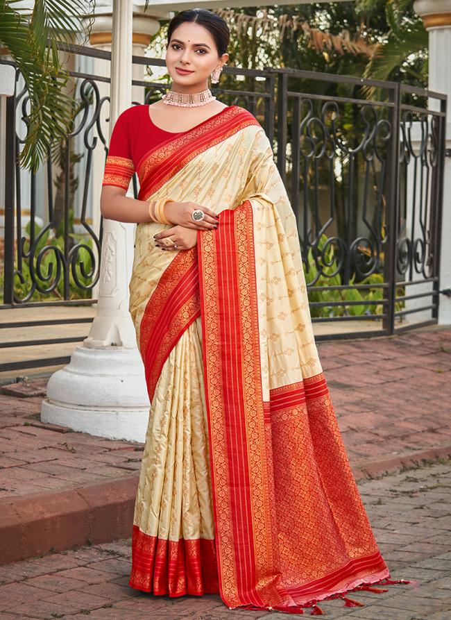 Silk White Wedding Wear Weaving Saree